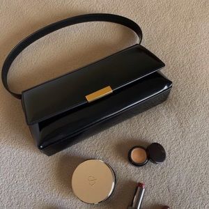 Black leather shoulder bag